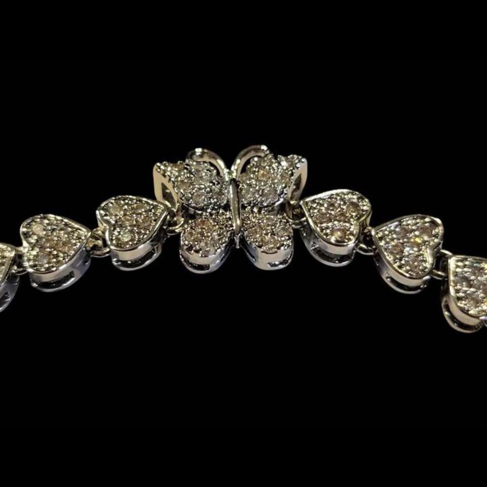 New 7" White Gold Filled Butterfly Bracelet